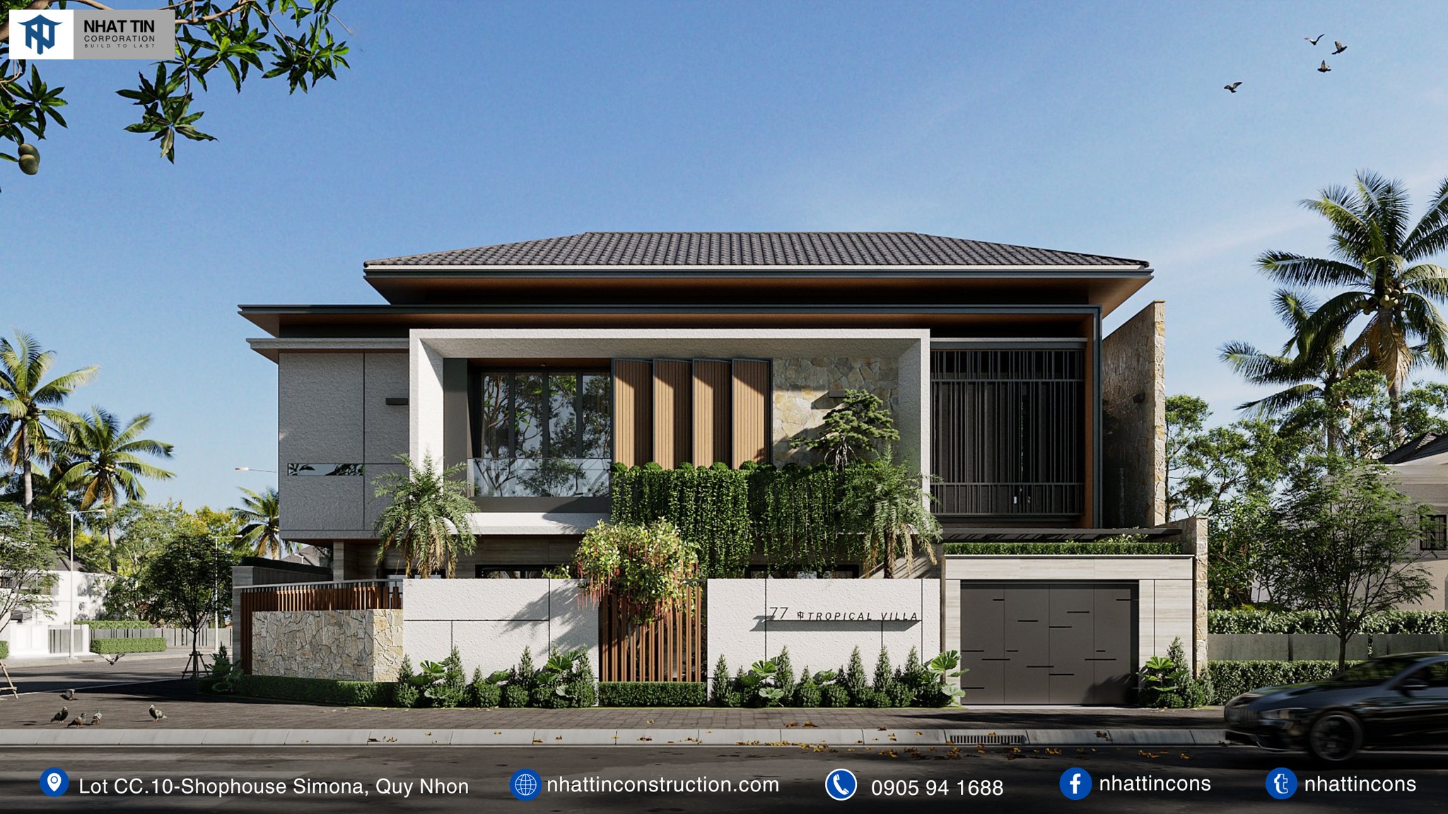 T's villa là điển hình của sự đẳng cấp, thượng lưu với phong cách Tropical. Khu vực mặt tiền sử dụng thiết kế mái Nhật kết hợp cùng hình khối vuông vức và các vật liệu tự nhiên mang đậm phong cách nhiệt đới. Đây sẽ là lựa chọn lý tưởng cho những gia chủ có "gu" và có "kinh tế".