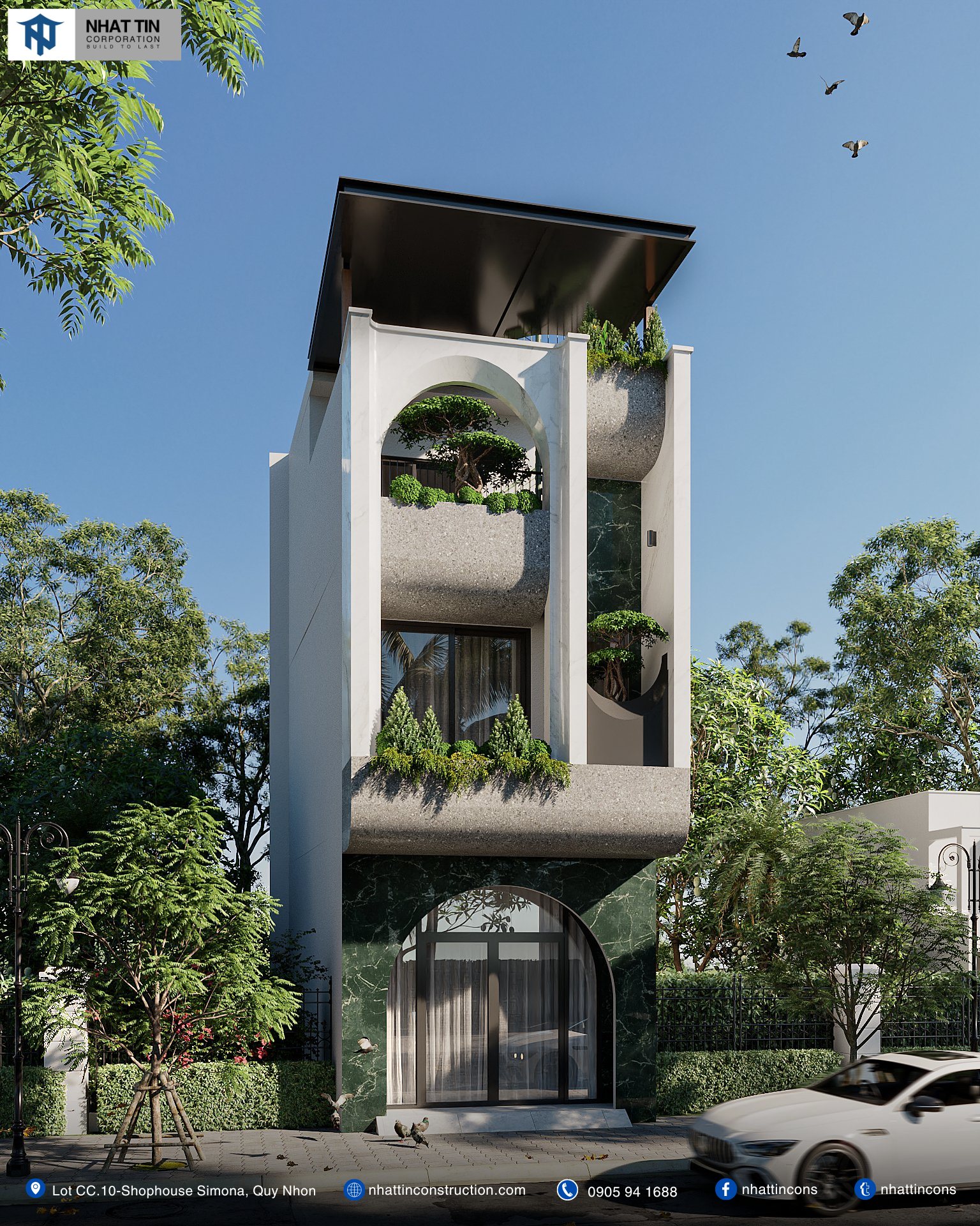 KTS Nhất Tín đã tích hợp cây xanh vào trong thiết kế N’s house với các loại cây được trồng trực tiếp trên các ban công và cửa sổ. Điều này không chỉ giúp cải thiện chất lượng không khí mà còn mang lại một không gian xanh dễ chịu.