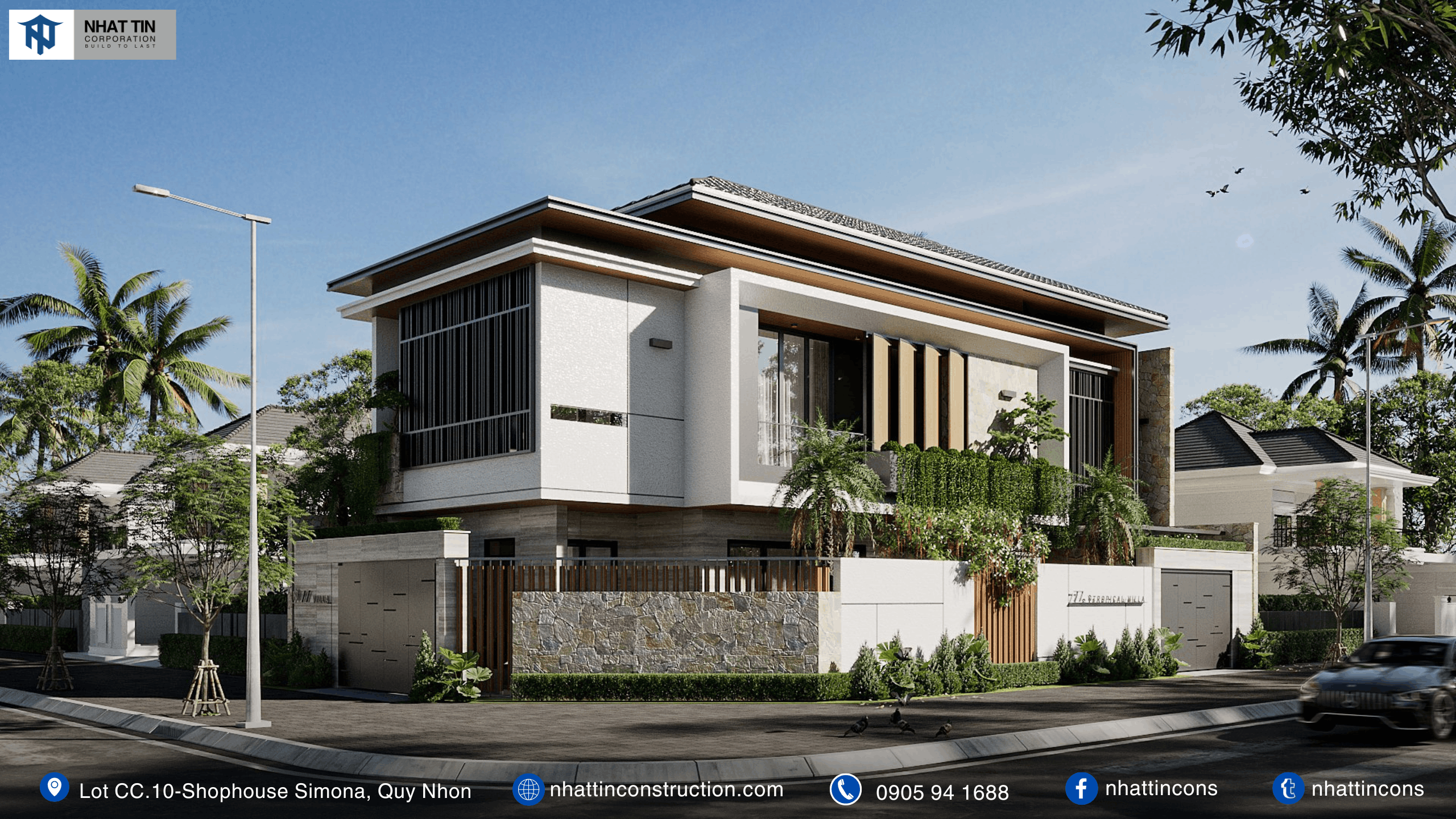Hình villa 2 tầng mái Nhật
